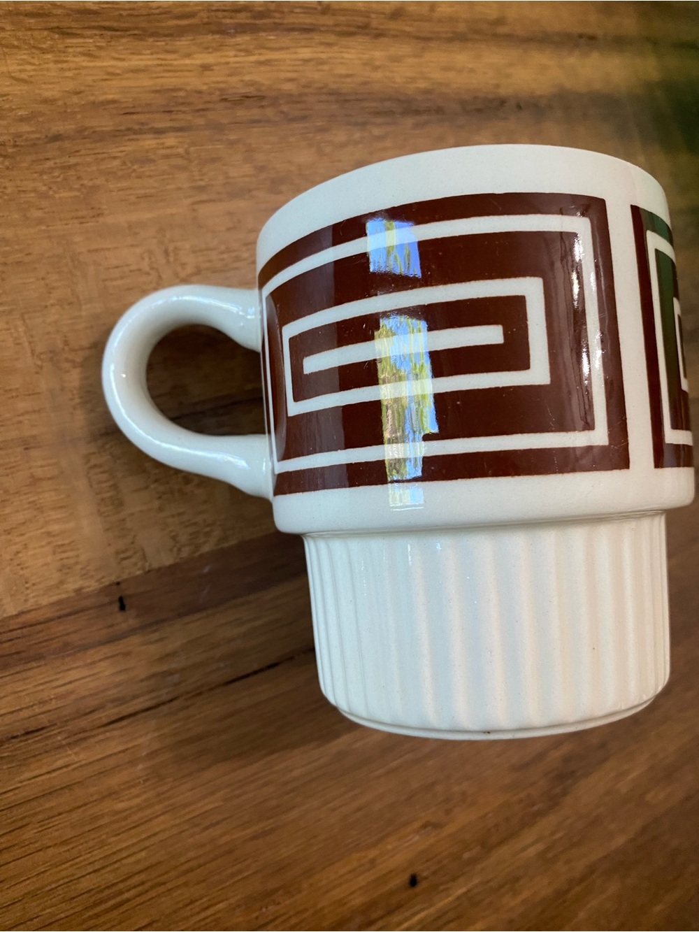 Vintage McCoy USA Brown And White Stackable Coffee Mugs Mid Century Modern - Picture 4 of 7